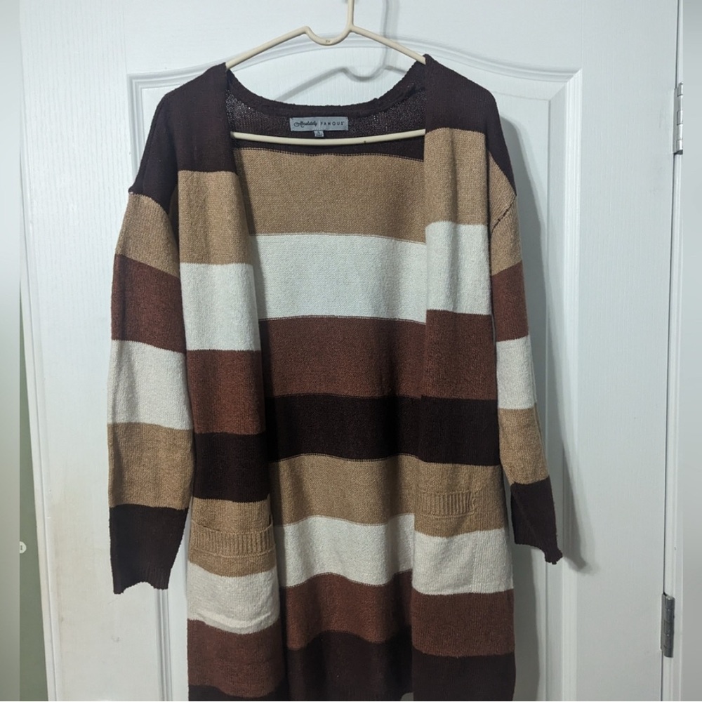 Absolutely Famous Brown and Tan Knit Cardigan